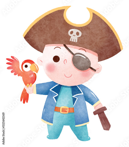 Baby Pirate with Parrot and Sword