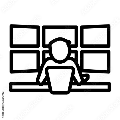 Command Center Vector Line Icon Design