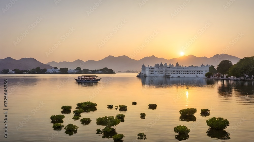 Dawn at the Lake Palace Lake Pichola Uda.generative.ai