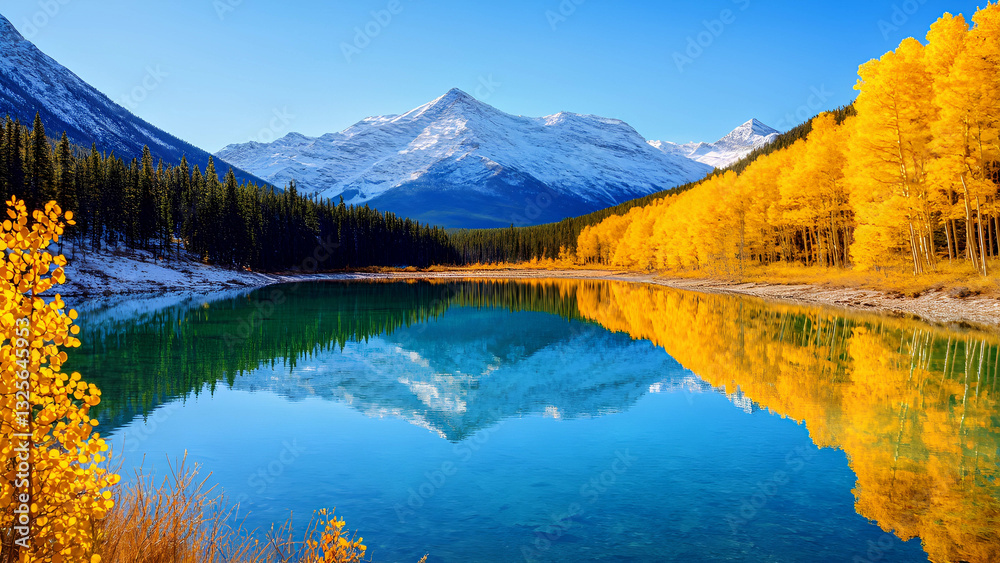 Fototapeta premium A breathtaking view of Banff National Park in autumn