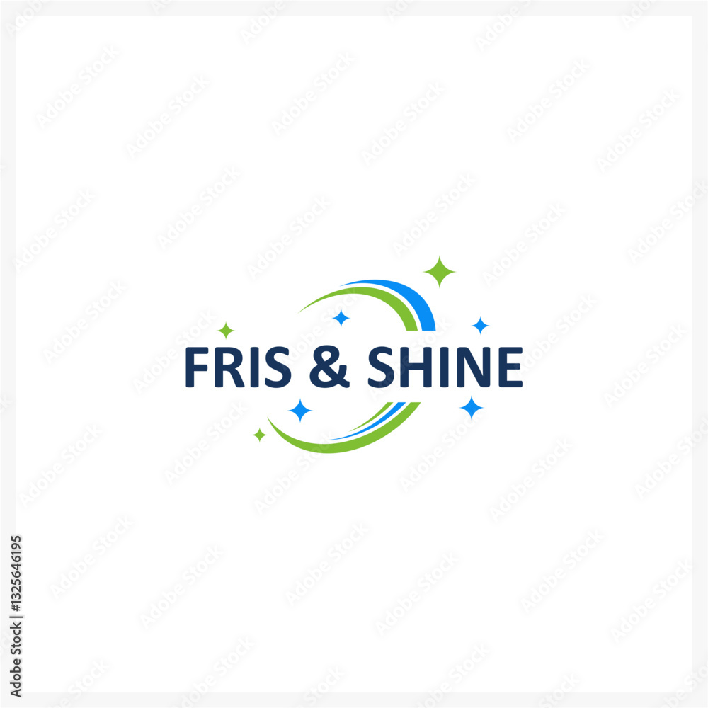 Modern Fris & Shine Logo with Sparkle and Swirl Design Modern Fris & Shine Logo with Sparkle and Swirl Design