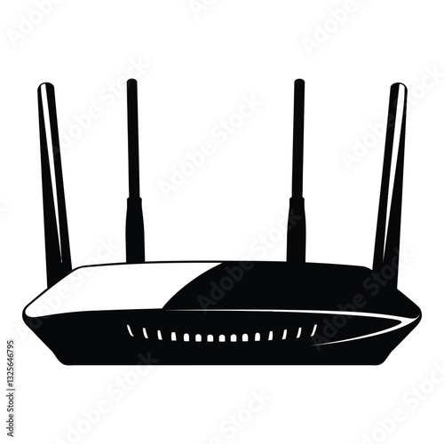 Wi-Fi router Silhouette, Vector, Icon, Logo, White Background.