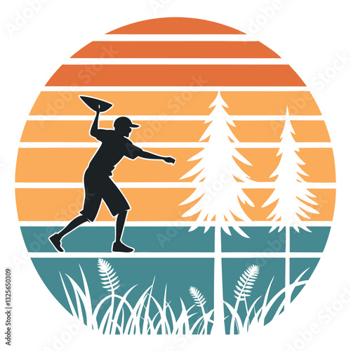 Frisbee Golf Player Silhouette T-Shirt Design for Outdoor Sport Enthusiasts