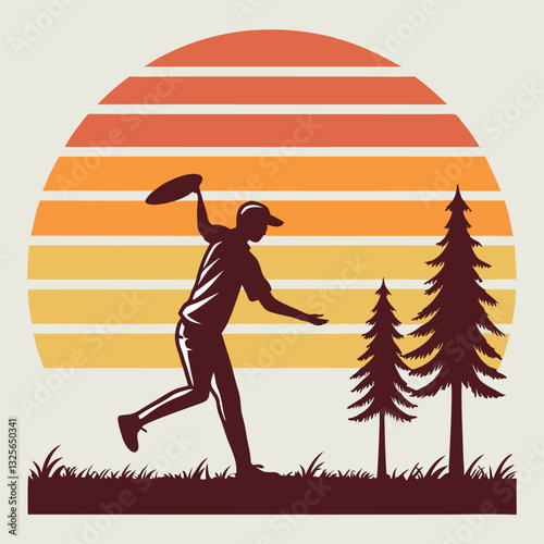 Frisbee Golf Player Silhouette T-Shirt Design for Outdoor Sport Enthusiasts