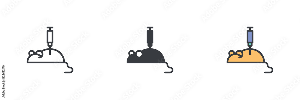 Obraz premium Mouse with a syringe injection different style icon set