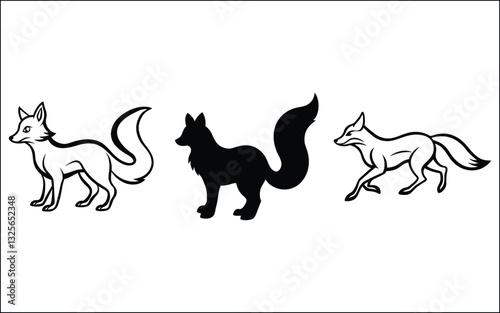 Cute cartoon fox set. Funny red fox collection. Emotion little animal. Cartoon animal character design. Flat vector illustration isolated on white background