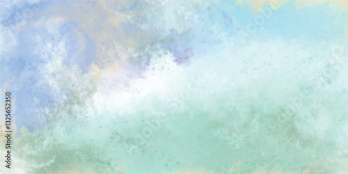 Clouds and sky watercolor vector hand drawn vector illustration. Abstract blue winter watercolor background. Sky pattern with snow. Light blue watercolour paper texture background. 