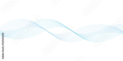 Abstract smooth wave on a white background. Dynamic sound wave. Design element. Vector illustration. 