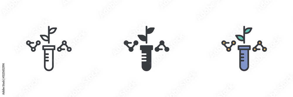 Test tube with a plant or sprout different style icon set Test tube with a plant or sprout different style icon set