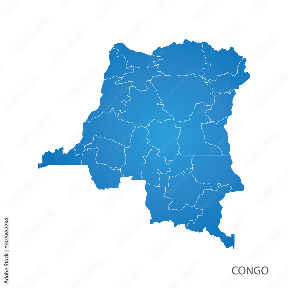 Fototapeta premium Congo map line per area design blue