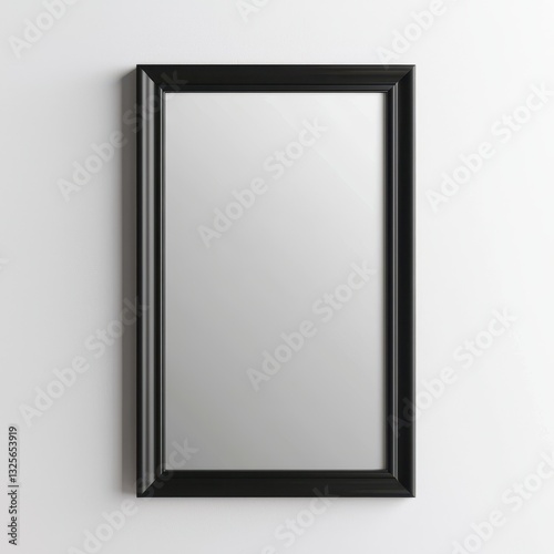 Elegant Black-Framed Mirror Against a Plain White Wall