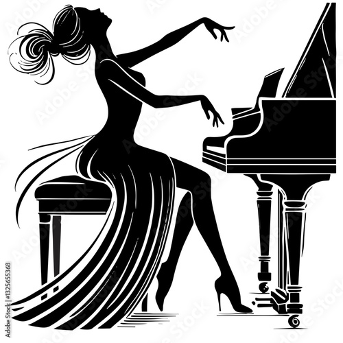 Vector Illustration of Emotional Pianist
