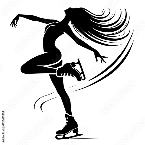 Vector Illustration Figure Skater Silhouette