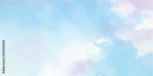Clouds and sky watercolor vector hand drawn vector illustration. Abstract blue winter watercolor background. Sky pattern with snow. Light blue watercolour paper texture background. 