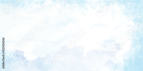 Clouds and sky watercolor vector hand drawn vector illustration. Abstract blue winter watercolor background. Sky pattern with snow. Light blue watercolour paper texture background.