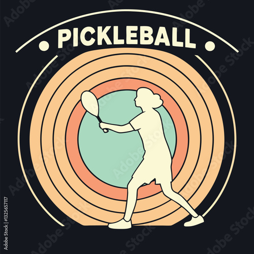 Retro Pickleball Player Silhouette T-Shirt Design for Sport Enthusiasts