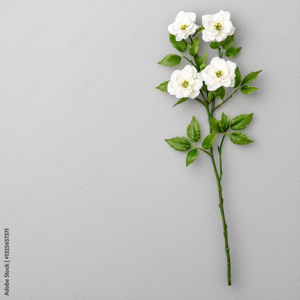 Fototapeta premium White Roses on Grey Background Minimalist Floral Photography