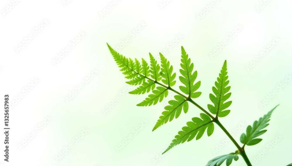 Fototapeta premium Single fern isolated on white background with intricate details, nature photography, plant
