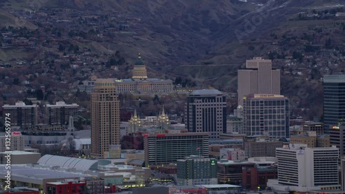 Salt Lake City Aerial View with Urban and Mountain Scenery