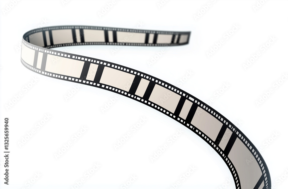 Fototapeta premium A vector graphic of a curved film strip, simple design, white background