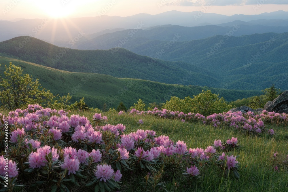 Appalachian Mountains Sunrise Rhododendron Bloom Appalachian Mountains Sunrise Rhododendron Bloom