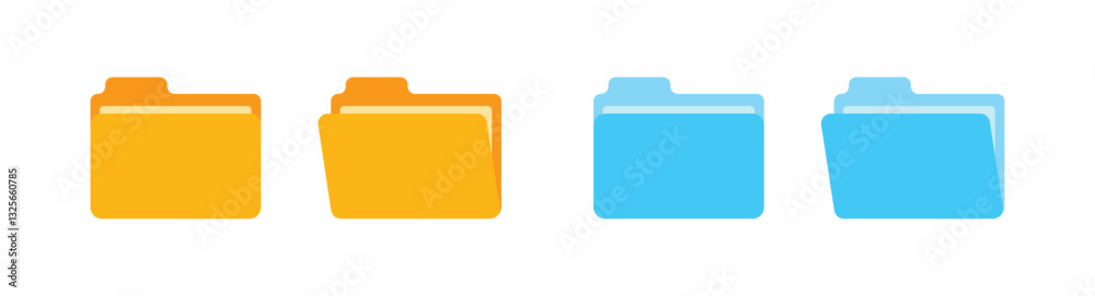 file folder close open flat design blue yellow file folder close open flat design blue yellow