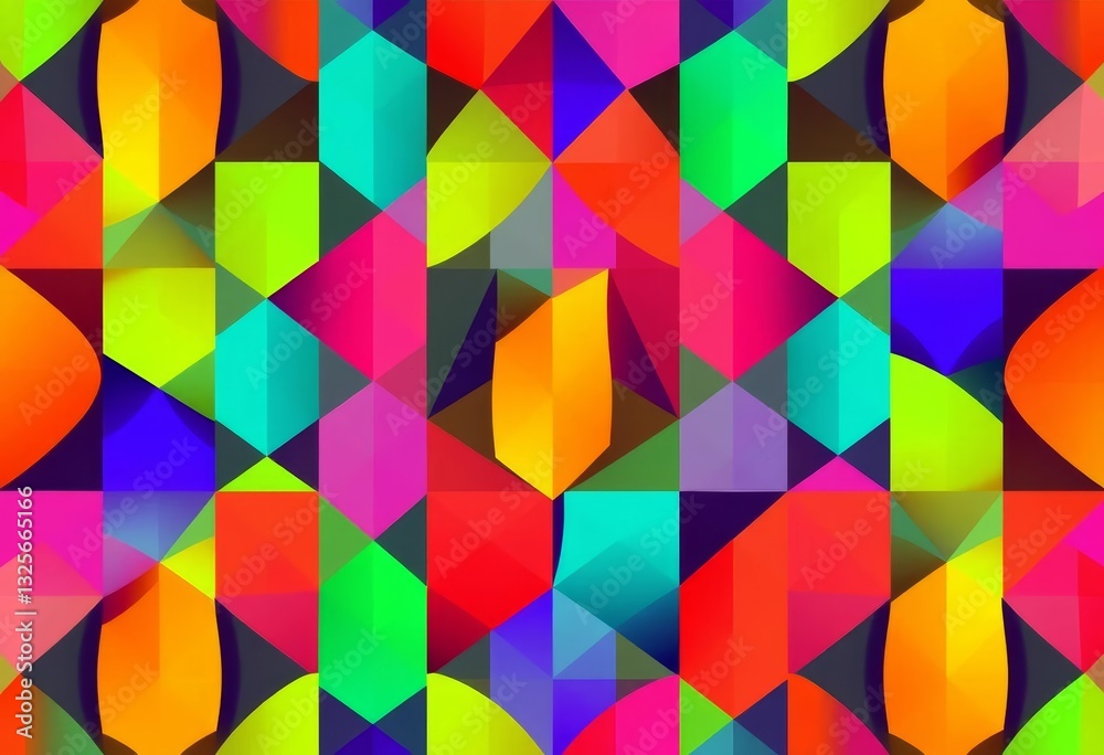 Abstract geometric shapes in vibrant, repeating design, illusion, stylish Abstract geometric shapes in vibrant, repeating design, illusion, stylish