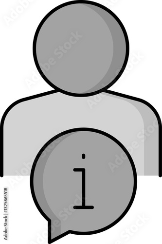 User profile icon with an information bubble representing knowledge sharing, user insights, data reporting, and profile details