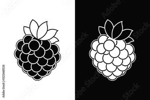 Isolated Blackberry Fruit icon silhouette with Leaf. Perfect for Banners & Poster
