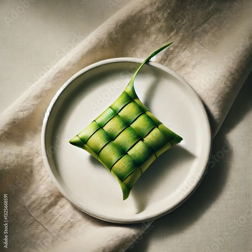 Ketupat is a traditional food commonly found in Indonesia, Malaysia and several other Southeast Asian countries, especially during Hari Raya celebrations such as Eid al-Fitr. Ketupat is made by fillin photo
