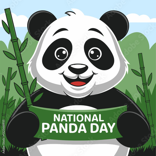 Vector Illustration National Panda Day concept