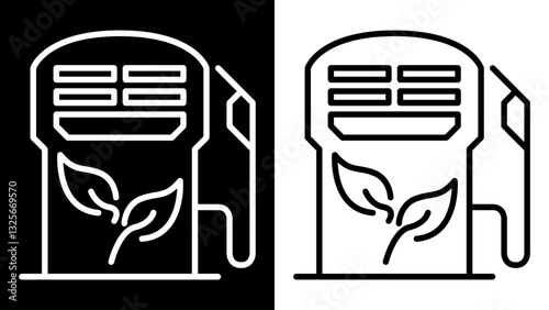 Gas station biodiesel image line icon black and white. Icon image of global warming event.