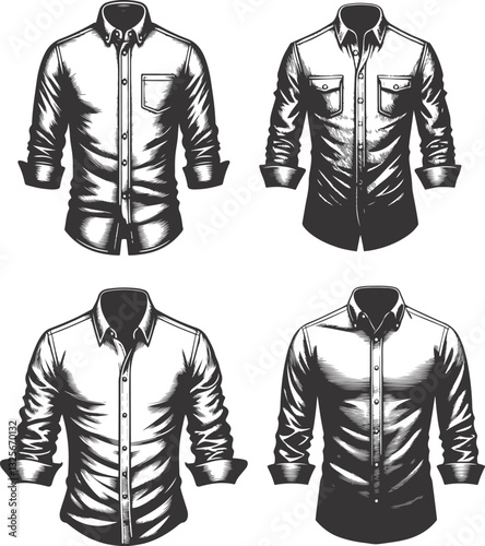 Casual button up shirt fashion illustration template