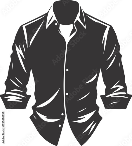 Casual button up shirt fashion illustration template
