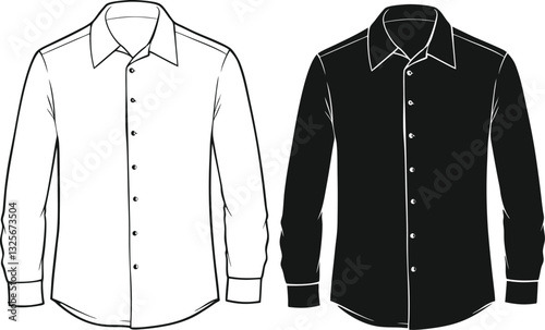 Casual button up shirt fashion illustration template