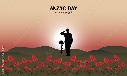 Anzac Day vector. Lest we forget. Remembrance day with soldier vector.