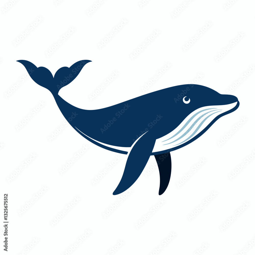 Obraz premium Humpback whale vector on white background.