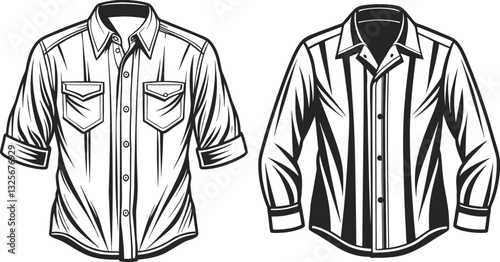 Casual button up shirt fashion illustration template