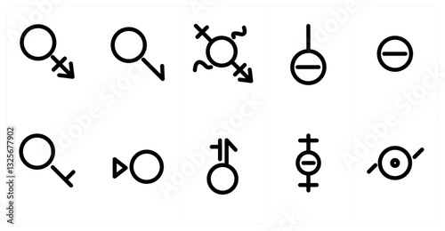 A set of 10 micro icons as gender, transgender, male