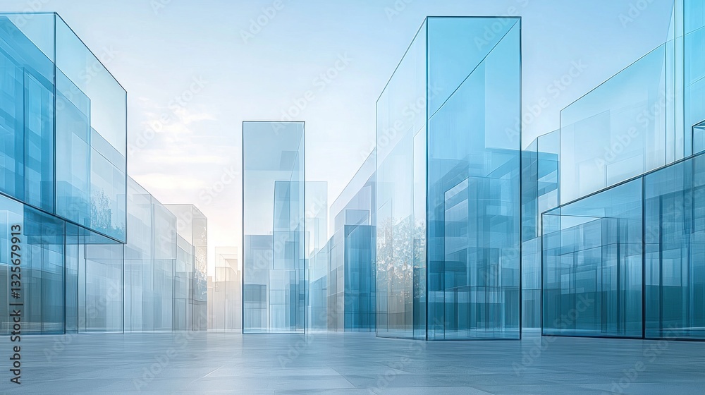Transparent architectural rendering of modern city skyline buildings Transparent architectural rendering of modern city skyline buildings