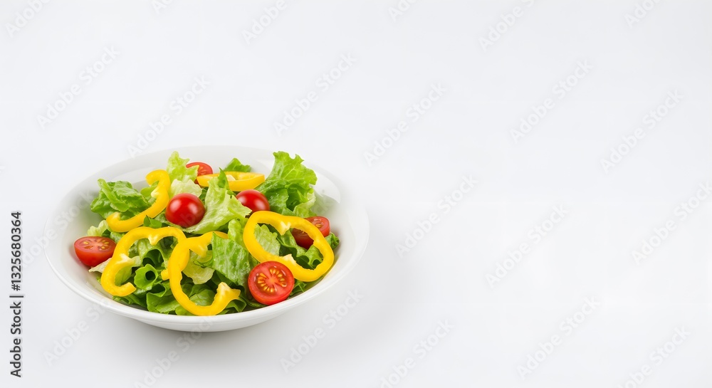 Fresh Salad in a Bowl on White Background - High-Resolution Minimalist Food Photography Fresh Salad in a Bowl on White Background - High-Resolution Minimalist Food Photography