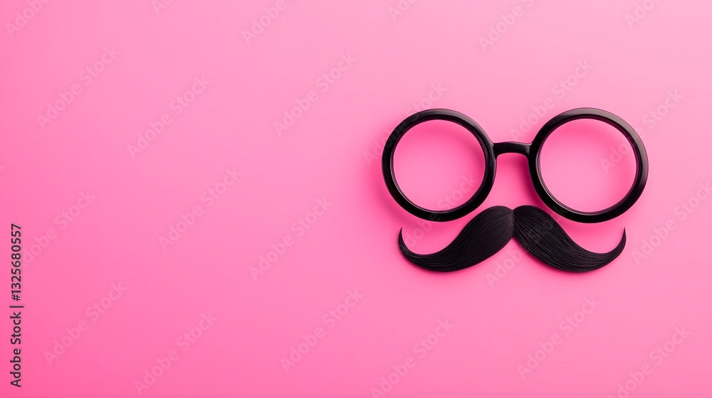 Funny Mustache and Glasses on Pink Background Funny Mustache and Glasses on Pink Background
