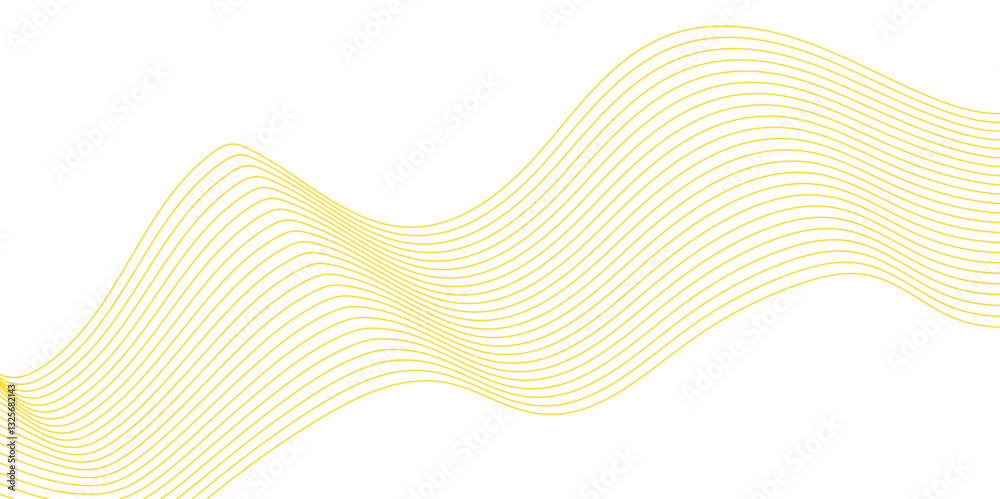 Fototapeta premium Abstract wavy lines on transparent background with yellow smooth element swoosh speed wave modern stream background. Digital futuristic technology concept banner background. Wave business curve lines,