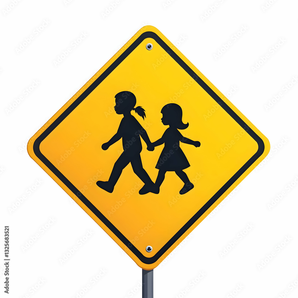 Illustration of a children crossing warning sign Illustration of a children crossing warning sign