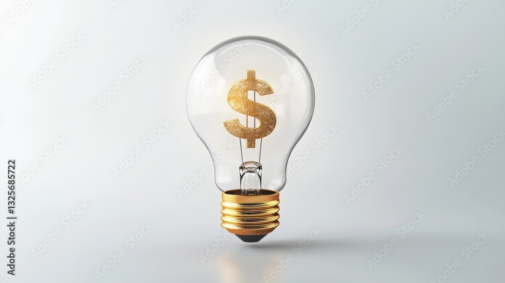 Golden Dollar Sign Inside a Clear Light Bulb Representing Innovative Financial Ideas and Concepts for Business Growth and Investment Opportunities Golden Dollar Sign Inside a Clear Light Bulb Representing Innovative Financial Ideas and Concepts for Business Growth and Investment Opportunities