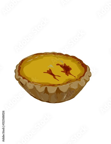 Illustration of egg tart or apple pie isolated on white background