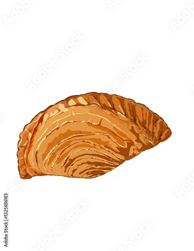 Hand drawn illustration of spiral curry puff.