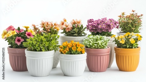 Wallpaper Mural Set of flower pots for decor isolated on white background Torontodigital.ca
