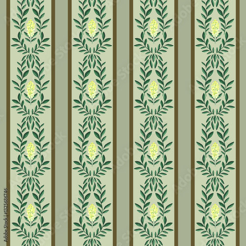 Obraz na płótnie Retro striped wallpaper with floral print. w salonie