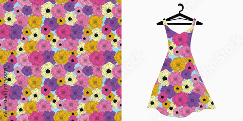 Trendy Hand drawn Wild Meadow florals , Flower bouquet illustration Seamless Pattern Vector Design, Design for fashion , fabric, textile, wallpaper, cover, web , wrapping and all prints